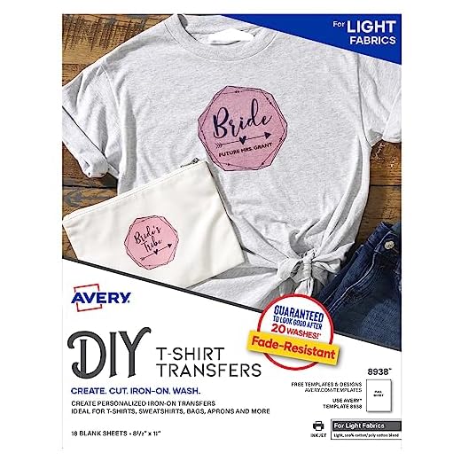 Avery T-Shirt Transfers, Light, 8938, Pack of 18
