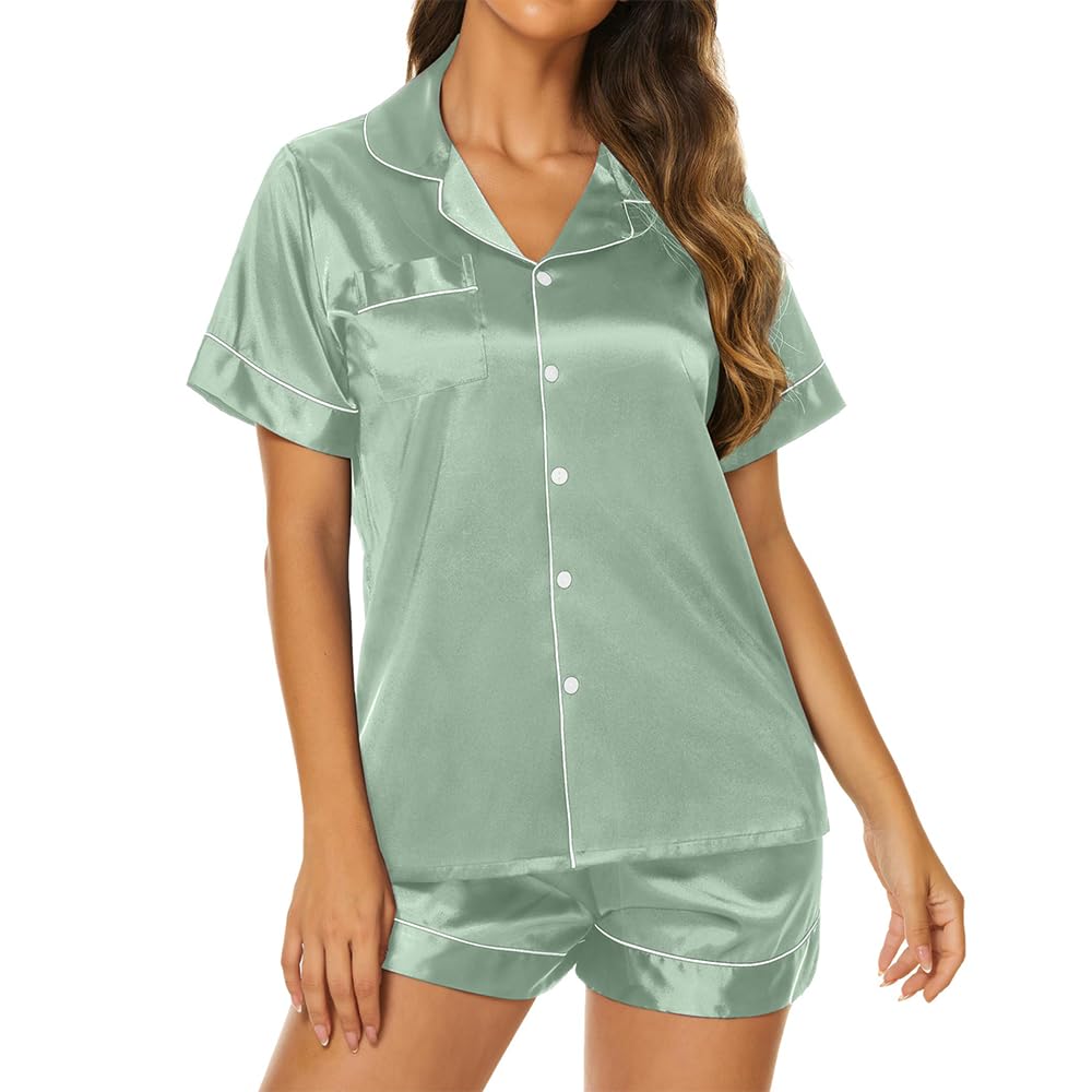 Pijama feminino de manga curta com botões macios, conjunto de 2 peças de shorts de cetim em promoção! Veja a oferta e mais achadinhos de Moda íntima 8 Hoje é o melhor dia para comprar Pijama feminino de manga curta com botões macios, conjunto de 2 peças de shorts de cetim com aquele preço maroto! Promoção! Aproveite a oferta! 8