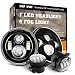 Round 7" LED Headlights + 4 ''LED Fog Lights for Jeep Wrangler JK TJ LJ 1997-2017