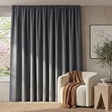 PONY DANCE 90% Blickdichter Vorhang mit Kräuselband für Schiene Thermovorhang Hitzeschutz 1er Set H 245 x B 300 cm Grau, Extra Breite Gardine für Wohnzimmer/Schlafzimmer Verdunklungsvorhänge