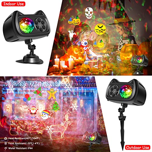 Christmas Projector Lights Outdoor, 2-In-1 3D Ocean Wave Snowflake Led Projector With 16 Hd Slides (96 Patterns) And 10 Colors, Waterproof With Remote For Xmas, Halloween, Birthday Party Holiday Decor #TOP5