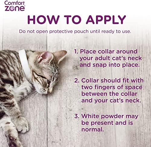 Comfort Zone Cat Calming Pheromone Collar, Helps Cats Feel Safe, Happy, Calm, While Reducing Stress, Anxiety and Unwanted Behaviours, 1 Collar Pack, White