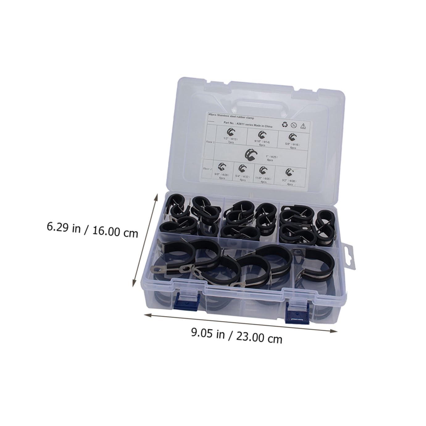Collier de Serrage en Acier Inoxydable Caoutchouc, 45 Pièces