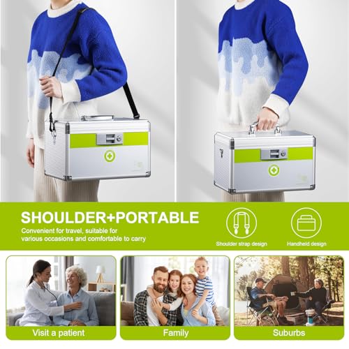 ALOSUTR Caixa de bloqueio de medicamentos com trava de chave 35,5 x 21,6 x 19 cm [grande], cofre par