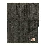 Linen & Cotton Klassischer Hochwertiger Wollschal/Schal Gestrickt Oslo für Damen Herren -100% Reine Neuseeland Wolle, Dunkelgrau/Grau (25 x 180cm) Tuch Halstuch, Winterschal Strick, Stola, Langschal