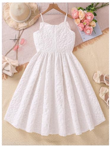 SHENHE Girl's Big Bow Textured Cami Dress Spaghetti Strap Flared Flowy Birthday Party Dress2