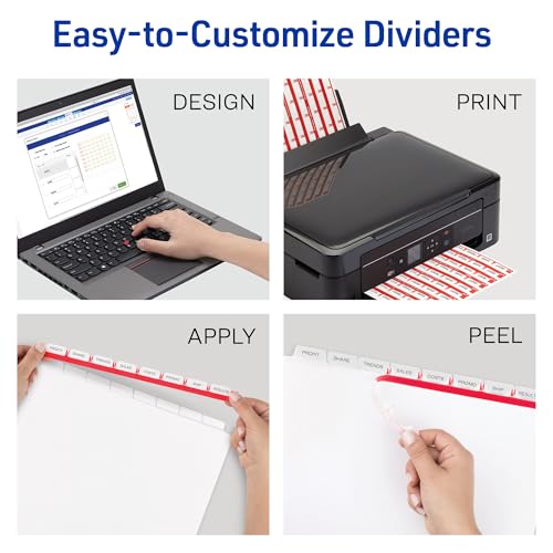 Image of Avery Index Maker Clear Label Dividers, 8-Tab, White, 25 Sets | For Organizing Reports and Presentations, Laser and Inkjet Printable, Reinforced Tear-Resistant Tabs, For 3-Ring Binders