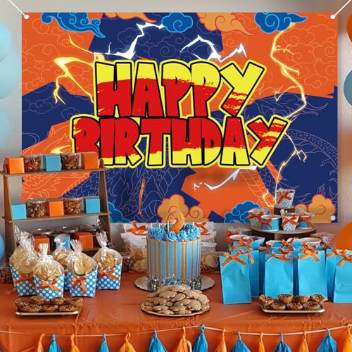 Image of Anime Yellow Birthday Party backdrop-5x3ft Photography Party Banner for Baby Shower Boy Girl Birthday Party Home Decor