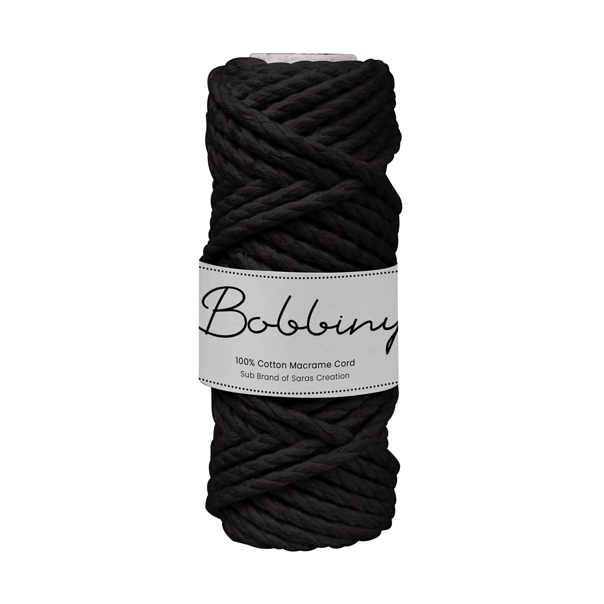 Bobbiny | 3 Ply Twisted Macrame Cotton Cord Dori (Roll Packaging) Thread for Macrame DIY and Other Projects | Black | 3mm,10 Meter