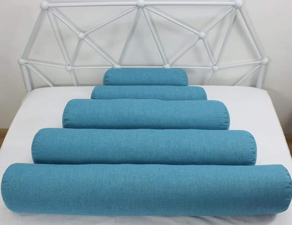 Long Oreiller Traversin en Lin Rond Oreiller Lombaire pour Canapé Lit Voiture Bureau, Coussin de Soutien Doux pour Accoudoir, Oreiller de Soutien du Cou, Soulagement des Douleurs Dos/Genou/Jambe