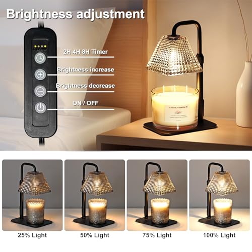 MUJTEO Candle Warmer Lamp with Timer Dimmer Adjustable Height,Electric Dimmable Wax Warmer for Scented Jar Candles,Mom Birthday Gifts for Women,House Warming Gifts New Home Bedroom Decor,Black by MUJTEO - Used condition - Image 4