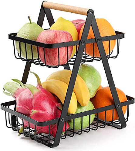 Fruteros, Cesta de Frutas Desmontable de 2 Niveles, Frutero de 2 niveles,Soporte de Frutero de Metal para Almacenar Verduras y Aperitivos, Estante de Almacenamiento de Frutas en la Cocina Cover