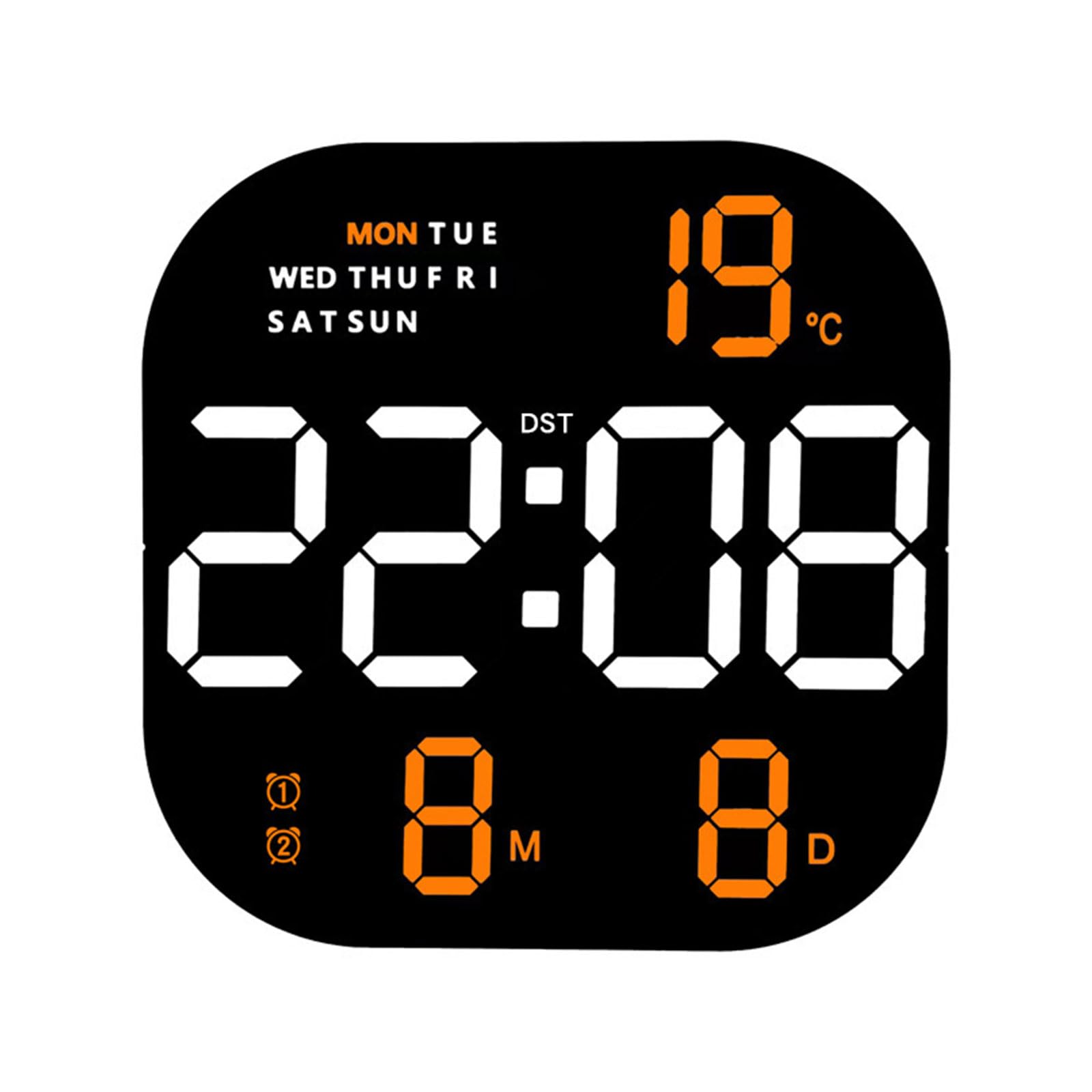 Kalttoy Large Digital Wall Clock Remote Control Temp Date Week Display Timer Countdown Table Clock Wall-mounted Alarms LED LED Digital Alarm