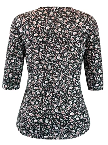 Image of JomeDesign Womens Tops 3 /4 Sleeve Shirts Round Neck Loose Casual Blouses Floral Print Tshirts