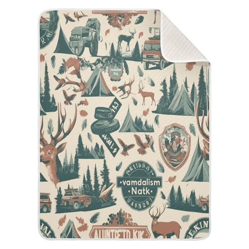 Image of Baby Swaddle Blanket for Boys Girls Soft Warm Stroller Throw Blanket for Newborn Infant Toddler 30X40in Camping National Park Colorful Labels Emblems