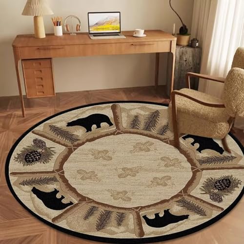 Tapete redondo tipo alfombra Rustic Lodge 3ft miniatura 3