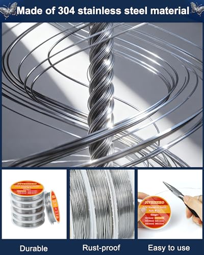 FIVEIZERO Stainless Steel Wire for Jewelry Making,Include 18/20/22/24/26/28 Gauge 304 Stainless Steel Beading Wire Thin Metal Craft Wire for Necklace,Bead Stringing,DIY Jewelry,Floral and Home Crafts - Thumbnail 3