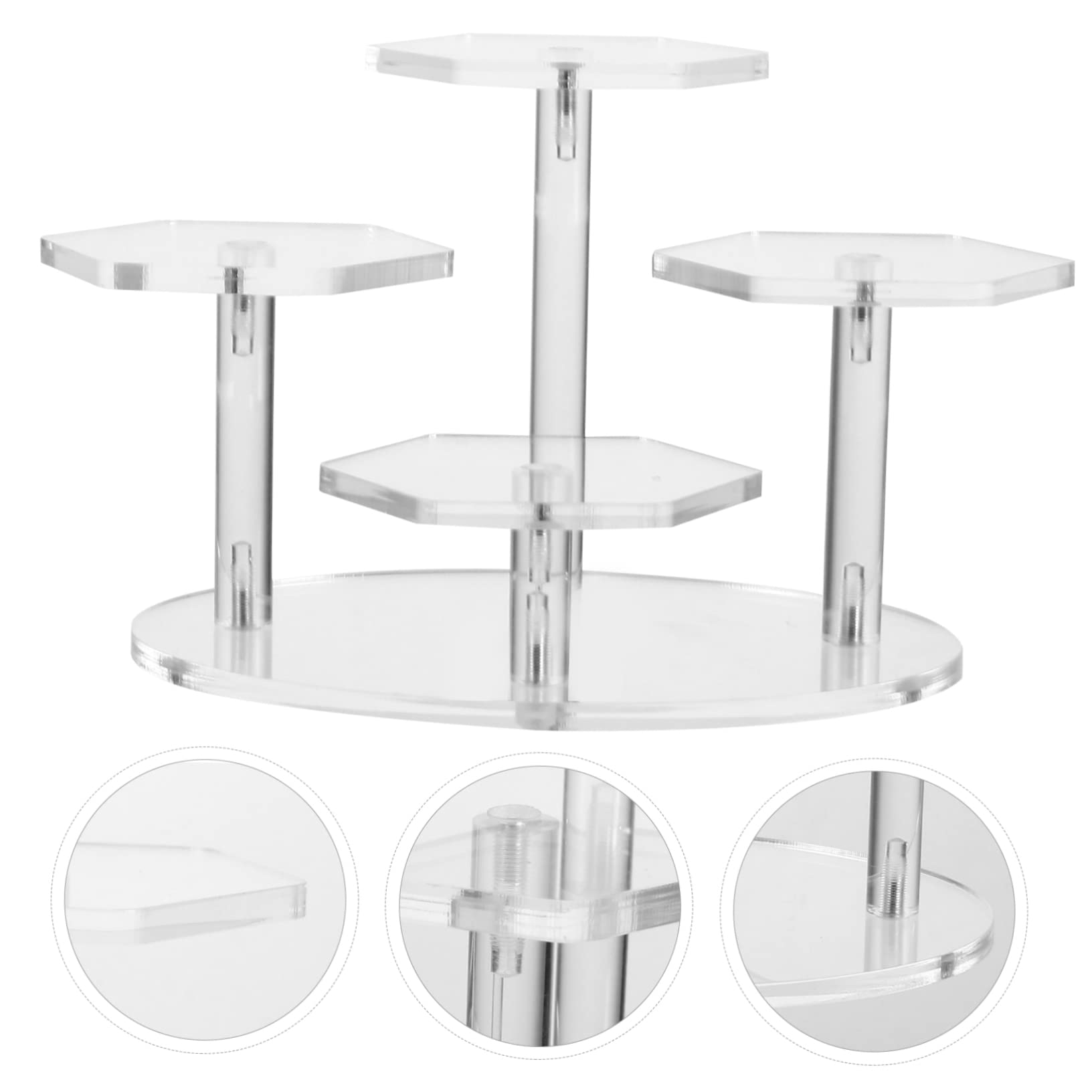 Cabilock Expositor Vertical de Acrílico Transparente para Joyas y Figuras Diseño Escalonado de 4 Niveles, Soporte Decorativo Adecuado para Ambiente del Hogar o Entrada
