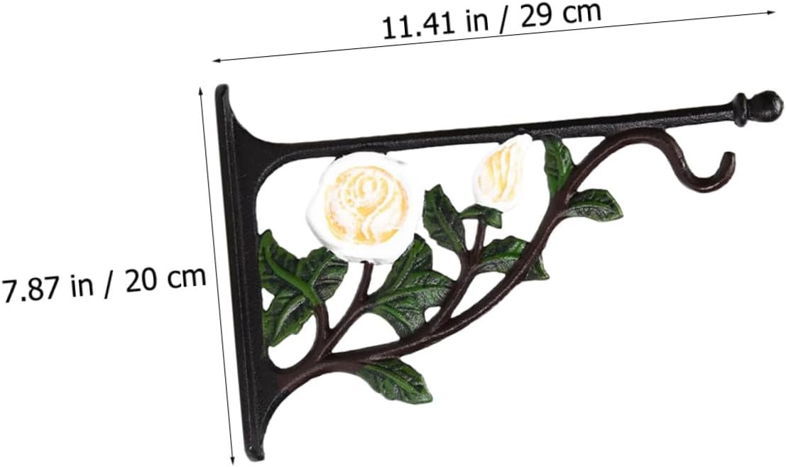 Cast Iron White Rose Flower Basket Hook Wall Mounted Hanging Plant Hook for Bird Feeder and Garden Decoration Outdoor Indoor Sturdy Single Piece
