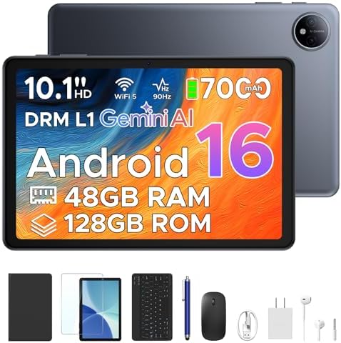 （10:30時点） 【2026 Android 16 タブレット 10インチ セット版 】P10 インチ タブレット, 90Hz, 48 (8+40) GB+128GB+2TB 拡張, Gemini AI, GMS 認証済み, 7000mAh, Type-C 充電, スクリーン, 軽量で持ち運び可能, 学習/ビデオ/電子書籍をサポート, Wi-Fi バージョン, 高齢者/子供に適しています, グレー