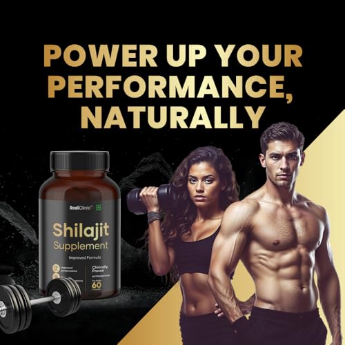 Image of Shilajit /Shilajeet Capsules for Stamina, Muscle Growth & Energy | Swarna Bhasma, Gokshura, Ashwagandha |Shilajit for Men | 100% Ayurvedic | Pack of 1-60 Capsules