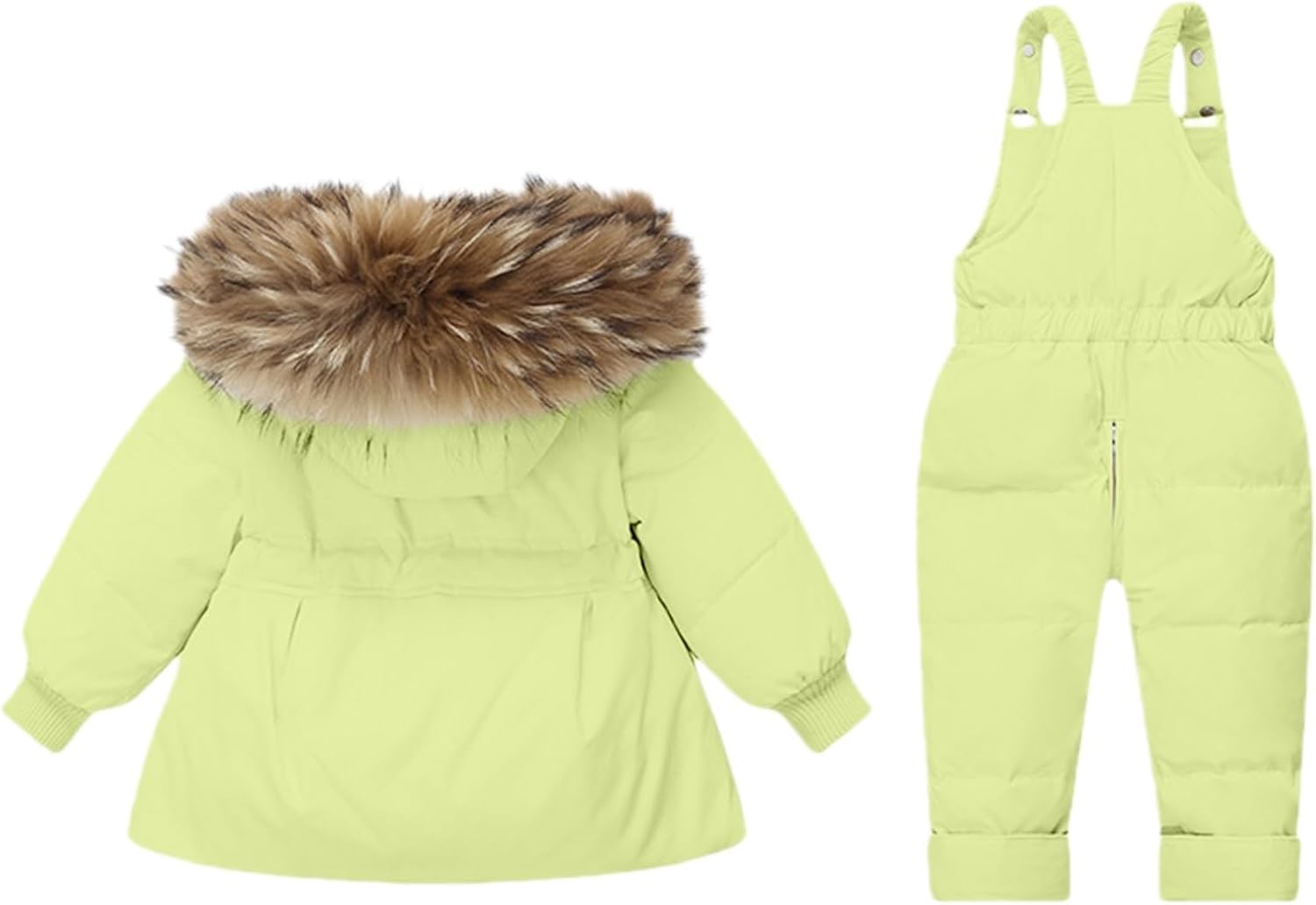 Infant Baby Girls Snowsuit Down Skit Jacket and 𝗦𝗻ow Bib 2 Piece Outfits Winter Lightweight Warm Clothes Set