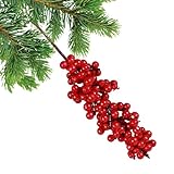 Weihnachts-Beeren-Spieße – 12er-Pack dekorative rote Stiele, realistische Kunstzweige für Feiertags-Bastelarbeiten, DIY-Kränze, Girlanden, Tafelaufsatz- | Festliche Winter-Kamintür-Wohndekorati