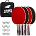 Keser Sports 5-Star Ping Pong Paddle Set – 4 Player Racket Set Bundle with 8 Professional ABS Balls and Portable Storage Bag Included. Advanced Spin, Speed and Control for Indoor/Outdoor Table Tennis