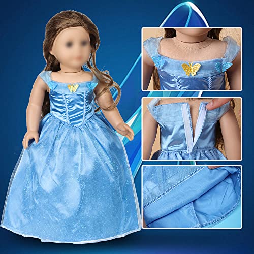 18 Inch Doll Clothes Accessories - 5 Pcs Different Princess Costume Dress Set Includes Marida,Elsa,Belle,Rapunzel And Aurora Fits My Life As Doll, Our Generation Dolls (003) #TOP3