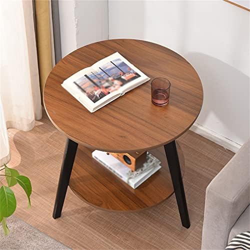 ZYuH-ladder Wooden Side Table, 2-tier Round Storage End Tables Sofa Corner Table Accent Table For Living Room Bedroom Office Small Spaces(Size:50 * 50 * 60CM,Color:A)