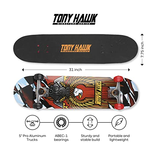 Image of Tony Hawk 31 inch Skateboard, Tony Hawk Signature Series 3, Metallic Graphics & 9-ply Maple Deck Skateboard for Cruising, Carving, Tricks and Downhill, Hawk Engine