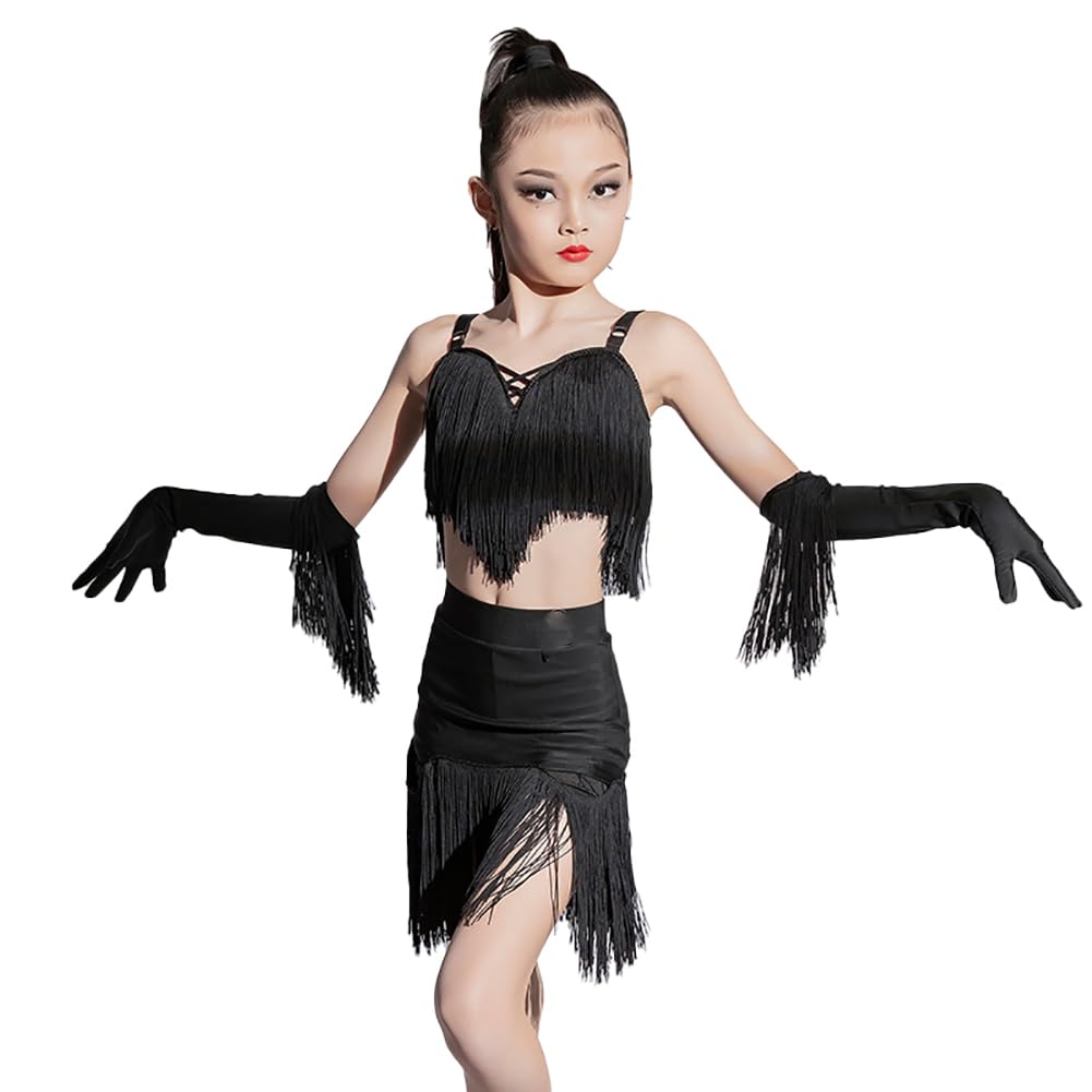Robe de danse latine fille tenue de compétition de salon salsa cha-cha tango