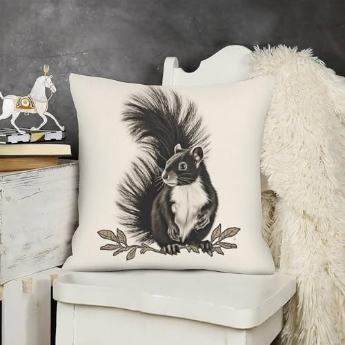 Fundas de almohada Skunk cómodas y suaves con cremallera invisible para el salón 7