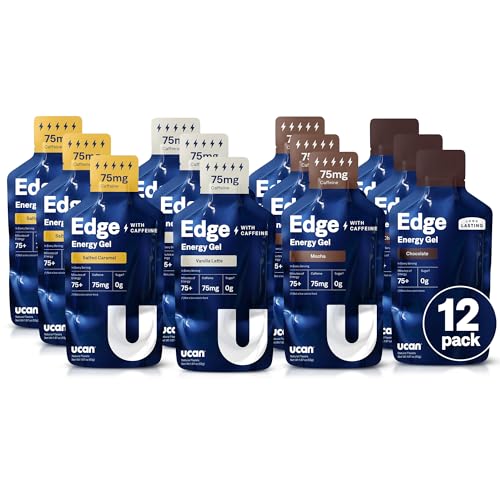 UCAN Edge Energy Gel Shots, Caffeine Variety Pack (12, 2 Ounce Packets) for Running, Training, Workouts, Fitness, Cycling, Crossfit | Sugar-Free, Vegan, & Keto Friendly Energy