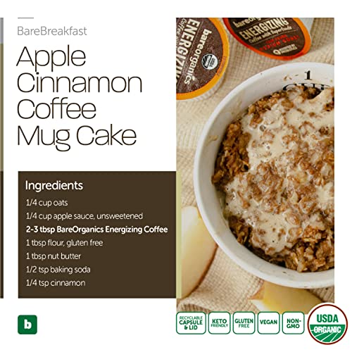 Bareorganics 13214 Energizing Usda Organic Coffee Infused With Superfoods & Probiotics, Organic Coffee Pods, Keurig K-Cup Compatible Organic Coffee Pods, Vegan, Gluten Free, 10 Single (Pack Of 2) #TOP2