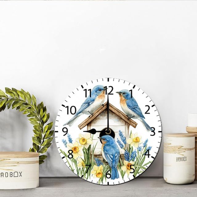 Miniatura 4 de Reloj de pared de pájaro para decoración de pared, funciona con pilas, sin tictac, silencioso, de cuarzo, analógico, rústico, estilo rural, redondo,
