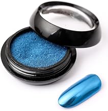 Chrome Nail Powder, Metallic Mirror Holographic Nail Glitter Chrome Powder Reflective Glossy Nail Powder Pigment Manicure for Nail Art DIY Decoration (09 Blue)
