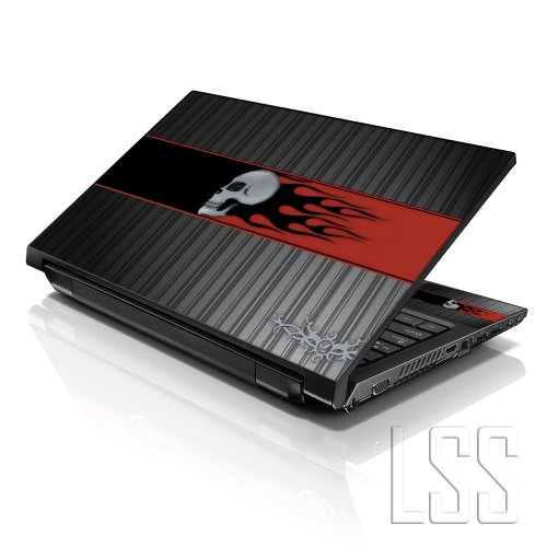 Image of LSS Laptop 15 15.6 Skin Cover with Colorful Skull with Red Flames for HP Dell Lenovo Apple Asus Acer Compaq - Fits 13.3 inch 14 inch 15.6 inch 16 inch (2 Wrist Pads Free)