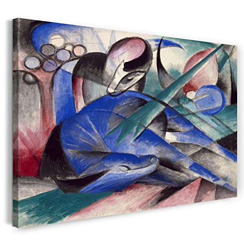 Leinwandbild (40x30cm) Franz Marc: Träumendes Pferd (1913), Leinwand auf Keilrahmen gespannt und fertig zum Aufhängen, hochwertiger Kunstdruck aus deutscher Produktion