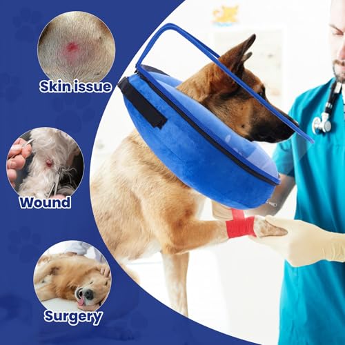 Image of BARKLESS Dog Cone, Inflatable Dog Cone After Surgery for Large Breeds, Soft Surgery Collar with Enhanced Anti-Licking Guard Shield for Pets, Patented Protective Donut Collar