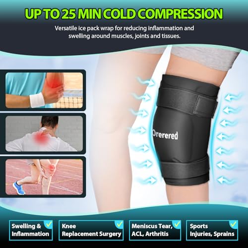 Image of Ice Packs for Injuries Reusable Knee Gel Ice Pack Wrap for Swelling Black