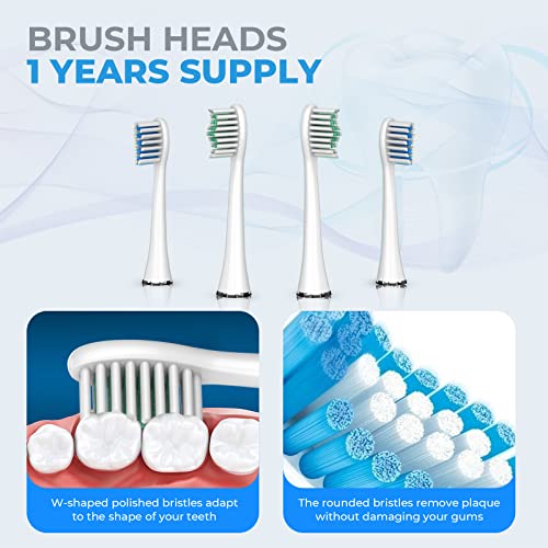 Nbgrlvs Rechargeable Sonic Electric Toothbrush For Adults With 4 Brush Heads, 3 Modes, 2 Minute Smart Timer And Fast 6 Hour Charge - Perfect For Travel And Easy Dental Care (White) #TOP5