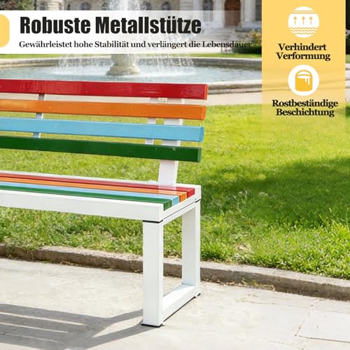 Banco de jardín impermeable que no se deforma con respaldo de madera para terraza 5