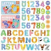 Deepton 52Pcs Magnetic Letters and Numbers for Children, Large Alphabet Magnets for Fridge, Cute Animals ABC Magnets for Kids, Educational Spelling Games Toys for Baby, Toddler Preschool