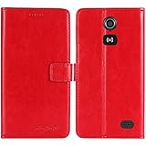 TienJueShi Rot Premium Retro Business Flip Book Stand Brief Leder Tasche Schutz Hulle Handy Hülle Abdeckung Wallet Cover Etui Skin Fur Doro Liberto 8031 8030 4 inch