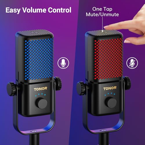 TONOR Gaming Microphone Compatible with Xbox, RGB Condenser Streaming Mic, Low Noise, Gain Control, One Tap Mute, Compatible with Capture Card, 200 cm/78inch Cable, Desktop Stand, Black TCX3 by TONOR - Used condition - Image 6