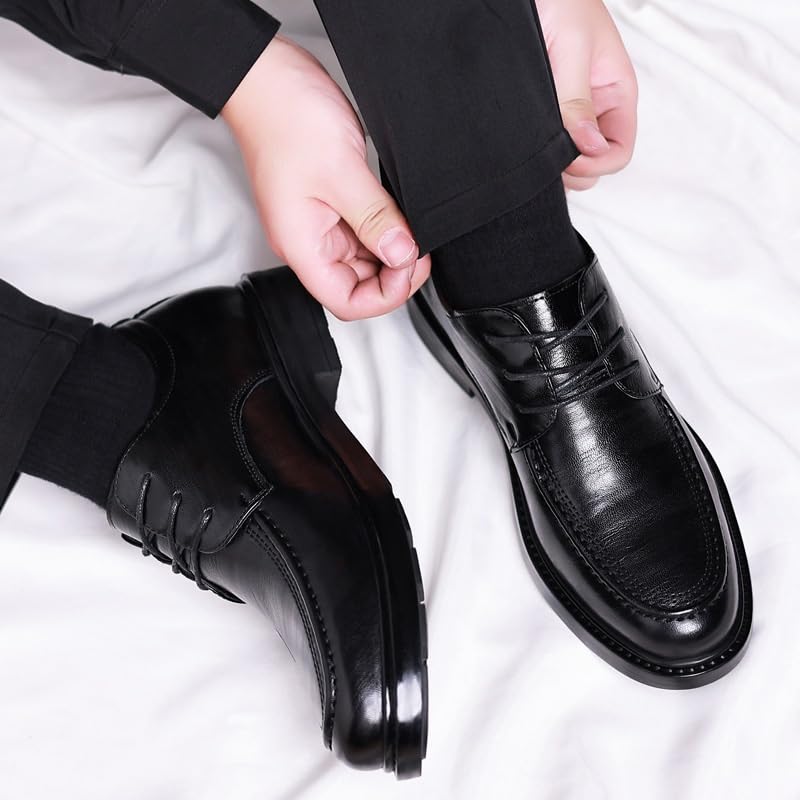 Men Hand-Stitched Detailing Formal Shoes Pu Leather Prom Wedding Tuxedo Anti-Slip Non Slip Rubber Sole Block Heel Shoe Lace-up Round Toe Office2
