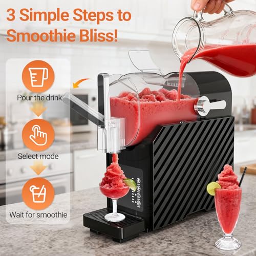 Image of Erivess Slushie Machine, 85 oz Slushy Maker for Home with Auto-Clean & Low Noise, Professional Frozen Drink Maker, No Ice Needed, 3 Preset Programs, Frozen Margaritas, Frappes, Milkshake