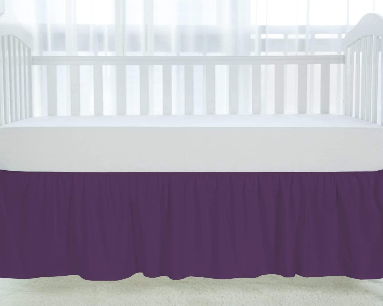 1 Piece Crib Bed Skirt Split Corners Dust Ruffle, 100% Microfiber - Luxury Crib Bed Skirt (28” x 52” x 16") Inch - Black Solid