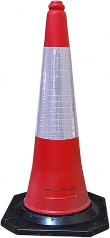 FERRETELIX® Cono de Señalización de Tráfico Carretera – 75 cm Reflectante con Base de Goma 38x38 cm